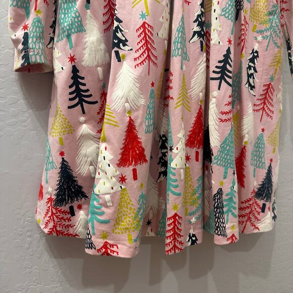 Hanna Andersson Christmas Pink Twinkly Trees Long Sleeve Skater Dress - Picture 5 of 8